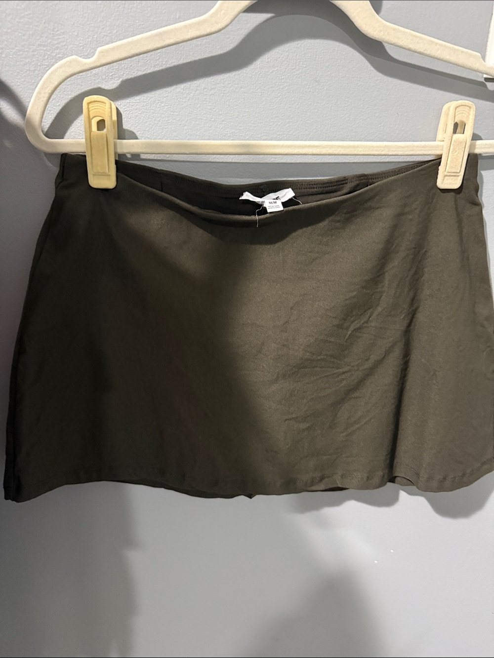 Garage Olive Green Mini Skirt - Simple A-Line